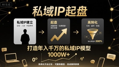 私域IP起盘，私域ip建立、起盘、高转化，打造年入千万的私域ip模型-资源鲟