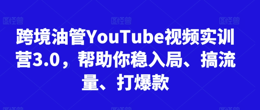 跨境油管YouTube视频实训营3.0，帮助你稳入局、搞流量、打爆款（更新2025）-资源鲟