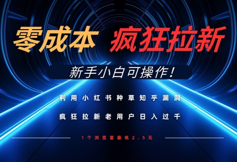 利用小红书种草知乎漏洞，零成本疯狂拉新日入数张，新手小白可操作-资源鲟