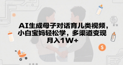 AI生成母子对话育儿类视频，小白宝妈轻松学，多渠道变现，月入1W+-资源鲟