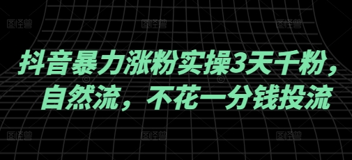 抖音暴力涨粉实操3天千粉，自然流，不花一分钱投流，实操经验分享-资源鲟