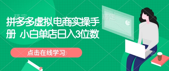 拼多多虚拟电商实操手册 小白单店日入3位数-资源鲟