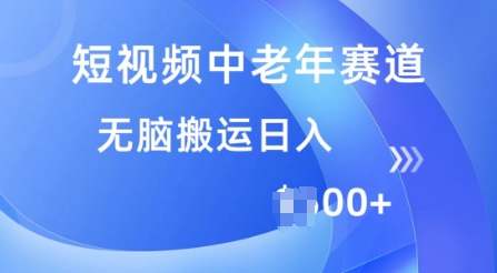 短视频中老年赛道，操作简单，多平台收益，无脑搬运日入多张-资源鲟