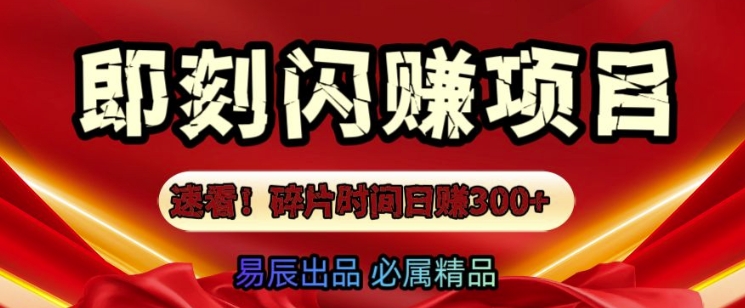 速看!零门槛即刻闪赚副业项目，轻松用碎片时间日入3张-资源鲟