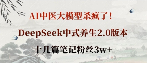 AI中医大模型杀疯了！DeepSeek中式养生2.0版本，十几篇笔记粉丝3w+-资源鲟