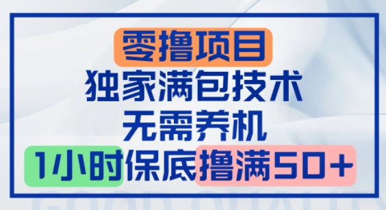 零撸顶配玩法，独家满包技术，无需养机，1小时保底撸满50+-资源鲟