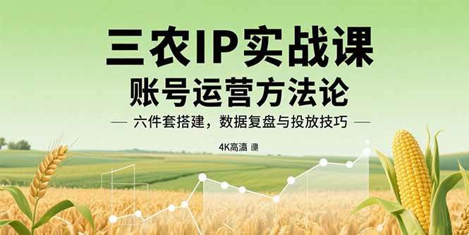 （15864期）三农IP实战课：账号运营方法论，六件套搭建，数据复盘与投放技巧-资源鲟