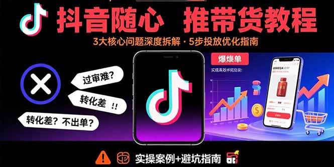 （15870期）抖音随心推带货教程：拆解过审难/转化差/不出单 等常见问题 实现高效带货-资源鲟