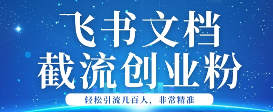 利用飞书文档截流创业粉轻松引流200+-资源鲟