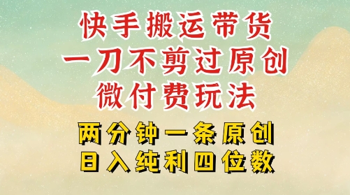 快手黑科技搬运带货，一刀不剪过原创，微付费投流玩法，轻松日入四位数，深层揭秘玩法-资源鲟