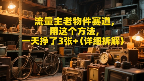 流量主老物件赛道，用这个方法，一天挣了3张+(详细拆解)-资源鲟