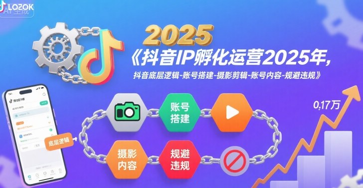 抖音IP孵化运营2025年，抖音底层逻辑-账号搭建-摄影剪辑-账号内容-规避违规-资源鲟