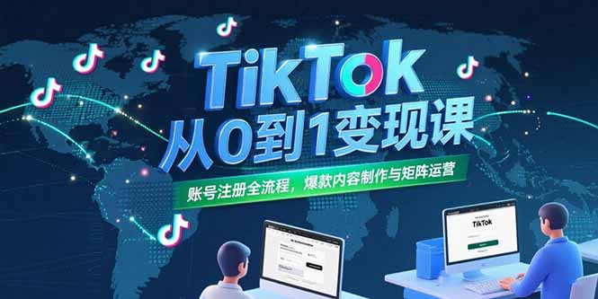 （15346期）TikTok从0到1变现课，账号注册全流程，爆款内容制作与矩阵运营-资源鲟