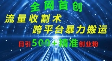 全网流量收割术：跨平台暴力搬运，日引500+精准创业粉-资源鲟