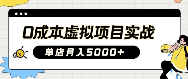 0成本虚拟项目实战手把手教你落地，单店月入5k-资源鲟