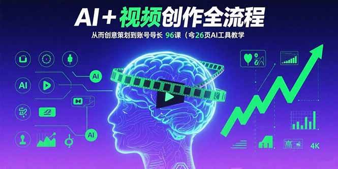 （15869期）AI+短视频创作全流程：从创意策划到账号增长，96节课(含26项AI工具教学)-资源鲟