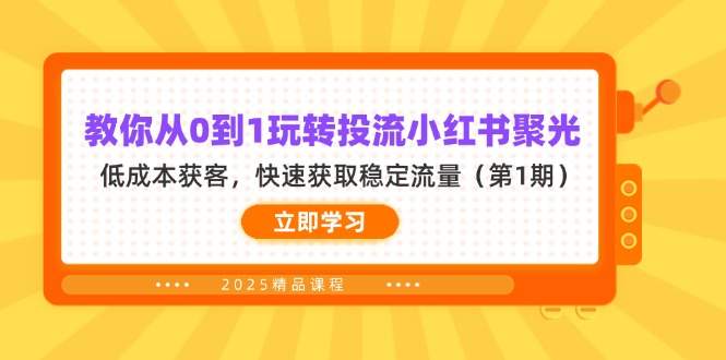 （14260期）教你从0到1玩转投流小红书聚光，低成本获客，快速获取稳定流量（第1期）-资源鲟