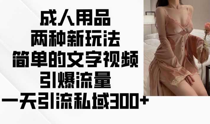 成人用品两种新玩法，简单的文字视频引爆流量，一天引流私域300+-资源鲟
