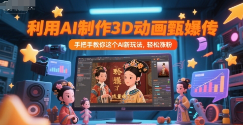 利用AI制作3D动画甄嬛传，流量爆了，手把手教你这个AI新玩法，轻松涨粉-资源鲟