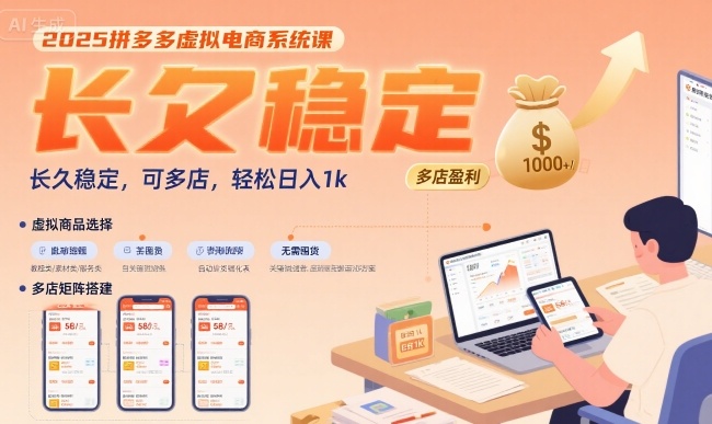 2025拼多多虚拟电商系统课，长久稳定，可多店，轻松日入1k-资源鲟