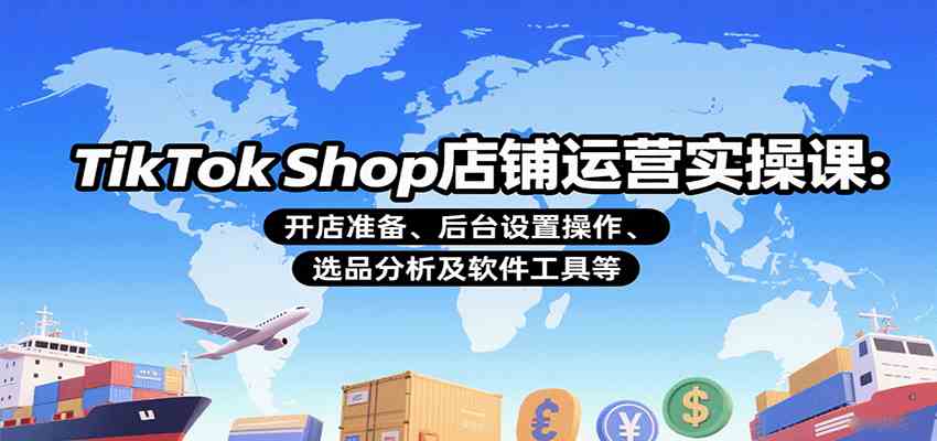 TikTok Shop店铺运营实操课：开店准备、后台设置操作、选品分析及软件工具等-资源鲟