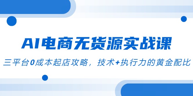 （14982期）AI电商无货源实战课，三平台0成本起店攻略，技术+执行力的黄金配比-资源鲟