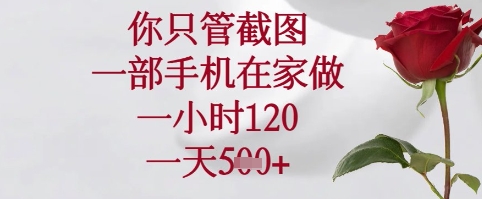 你只管截图，一部手机在家可以做，一小时120.一天5张+【揭秘】-资源鲟