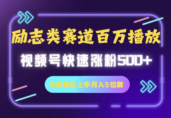 励志类赛道也能百万播放，快速涨粉500+视频号变现月入5位数-资源鲟