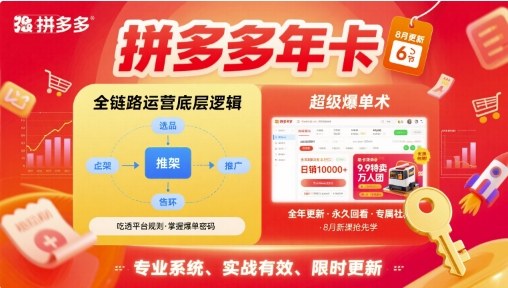 拼多多年卡【8月更新6节】拼多多全链路运营底层逻辑，超级爆单术-资源鲟