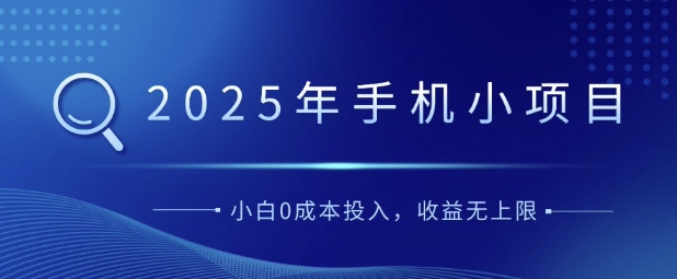 2025年手机小项目，简单易学，小白0成本投入，多劳多得-资源鲟