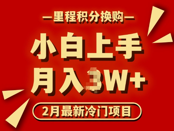 2月最新冷门项目，里程积分兑换机票项目，月入过W-资源鲟