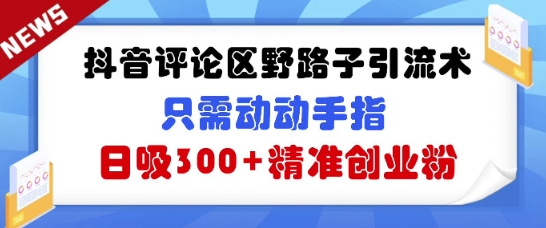 抖音评论区野路子引流术，只需动动手指，日吸300+精准创业粉-资源鲟