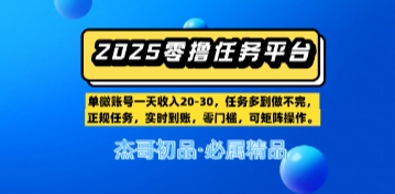 【零撸任务平台第二期】单账号一天收入20，任务多到做不完，实时到账，零门槛，可矩阵操作-资源鲟