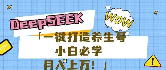 25年最新风口，用DeepSeek做养生号，小白必学，日入数张，一条作品涨粉1W+-资源鲟