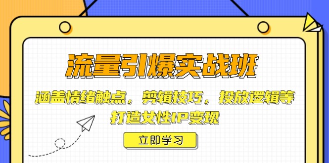 （14008期）流量引爆实战班，涵盖情绪触点，剪辑技巧，投放逻辑等，打造女性IP变现-资源鲟