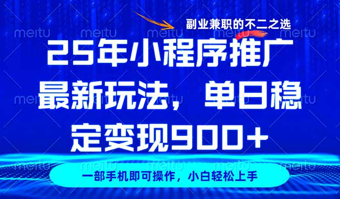 （14550期）25年小程序推广最新玩法，稳定日入900+，副业兼职的不二之选-资源鲟