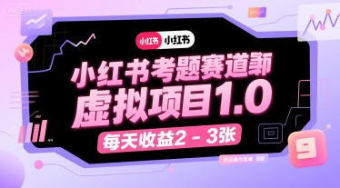 小红书考题赛道虚拟项目1.0，项目操作简单，每天收益2-3张-资源鲟