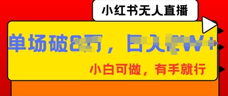 小红书无人直播，纯小白可做，有手就行，单场直播销售额破8w-资源鲟