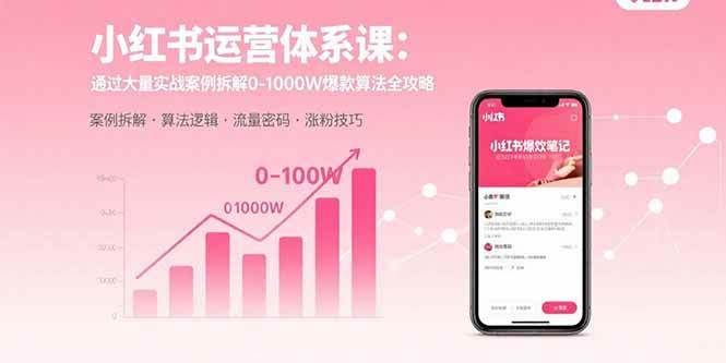 （15792期）小红书运营体系课：通过大量实战案例拆解0-1000W爆款算法全攻略-资源鲟