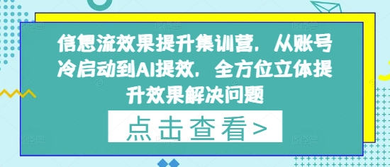 信息流效果提升集训营，从账号冷启动到AI提效，全方位立体提升效果解决问题-资源鲟