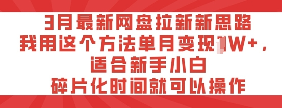 3月最新网盘拉新新思路，我用这个方法单月变现过W+，适合新手小白，碎片化时间就可以操作-资源鲟