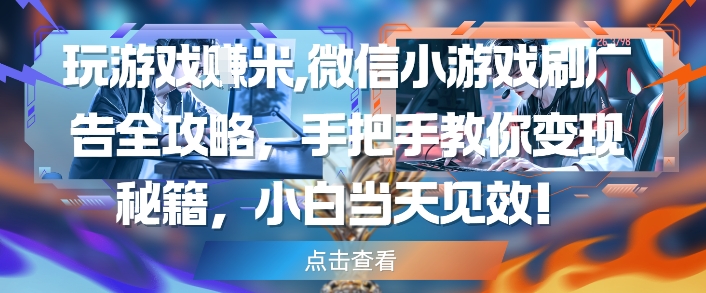 玩游戏挣米，微信小游戏刷广告全攻略，手把手教你变现秘籍，小白当天见效-资源鲟