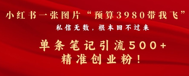 小红书一张图暴力引流500+精准创业粉-资源鲟