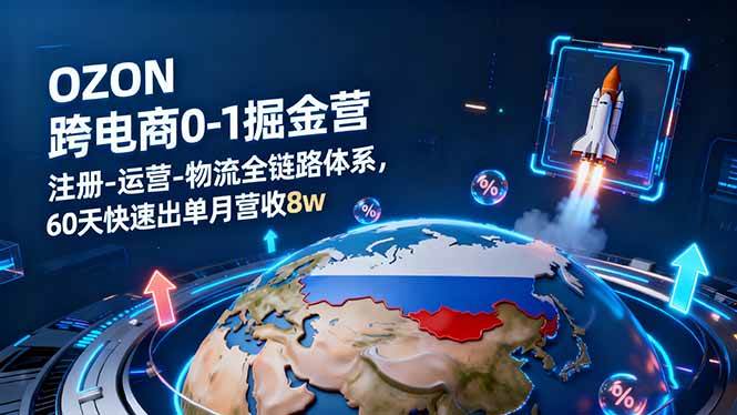 （16277期）OZON跨境电商0-1掘金营：注册-运营-物流全链路体系，60天快速出单月营收8w-资源鲟