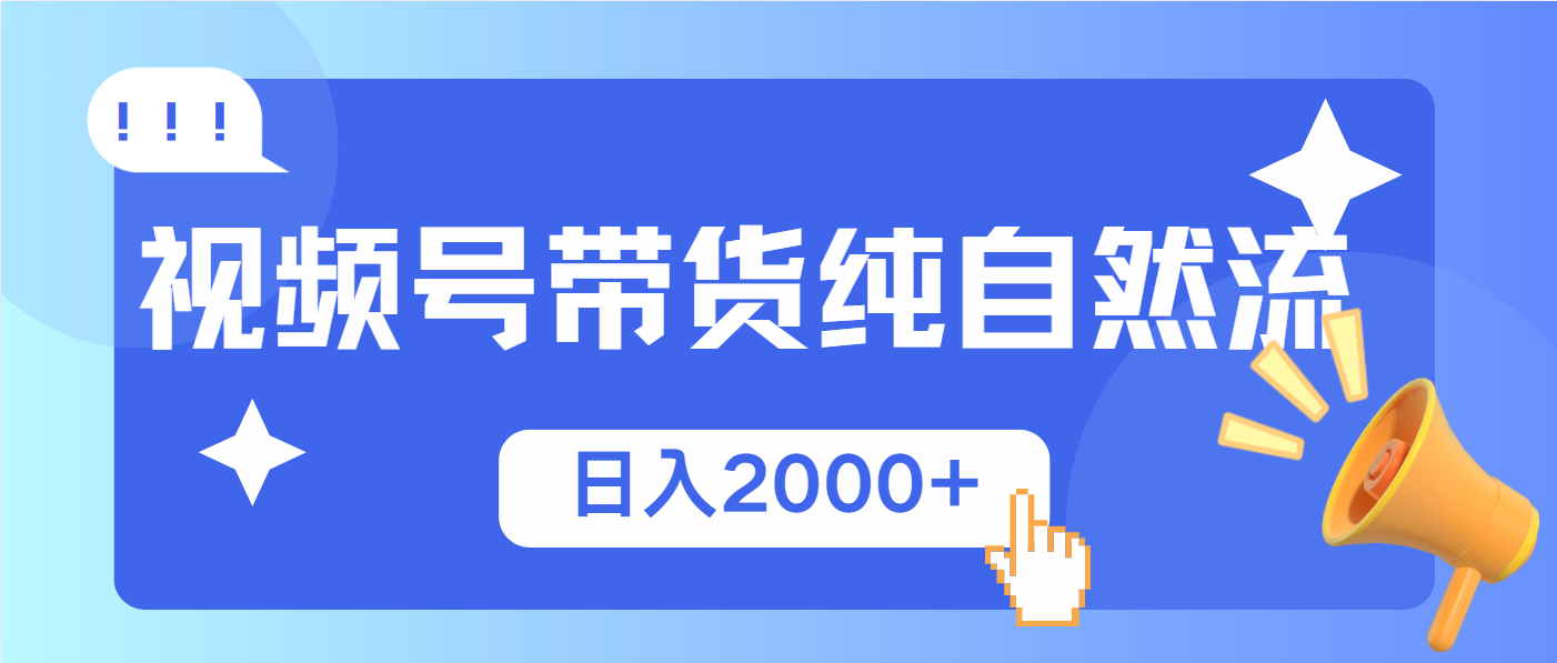 （13998期）视频号带货，纯自然流，起号简单，爆率高轻松日入2000+-资源鲟