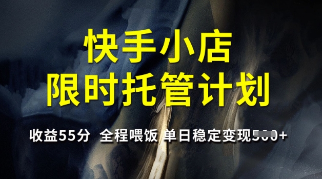 快手小店限时托管计划，收益55分，全程喂饭，单日稳定变现5张【揭秘】-资源鲟