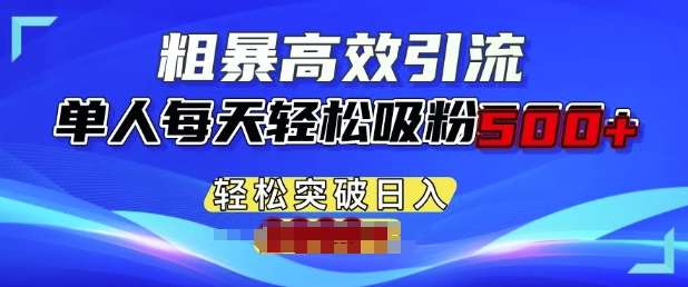 粗暴高效引流，单人每天轻松吸粉500+，轻松突破日入多张-资源鲟
