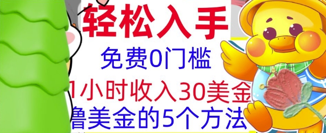 免费撸美刀的5个方法，1小时收入30美刀，0门槛，轻松入手-资源鲟
