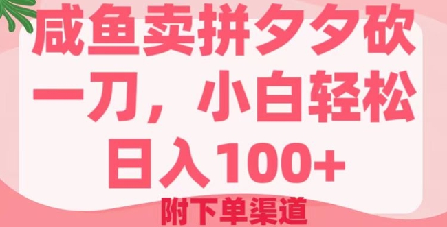 咸鱼卖拼夕夕砍一刀，小白轻松日入100+(附下单渠道)-资源鲟