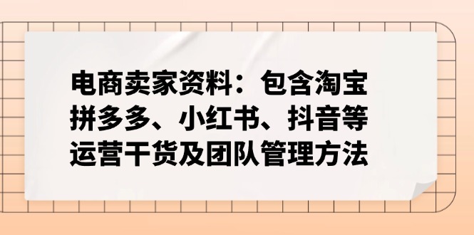 （14354期）电商卖家资料：包含淘宝、拼多多、小红书、抖音等运营干货及团队管理方法-资源鲟